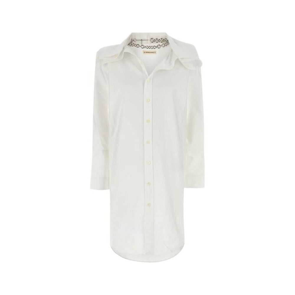 Y/PROJECT Classic Shirt Dress with Chain Detail Women WHITE Dresses
